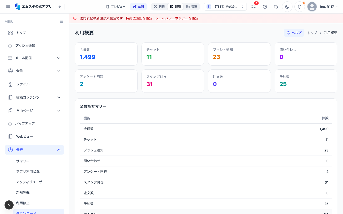ダウンロード分析画面